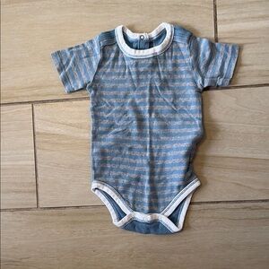 Striped Burt’s bees baby onesie